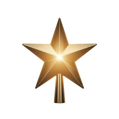 Obraz premium Golden christmas tree star topper holiday decoration festive ornament bright shiny isolated on black background on transparent background