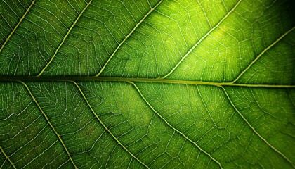 Close Up Glowing Vein Of Green Leave Texture