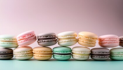Obraz premium Pastel Macarons On Soft Clean Background