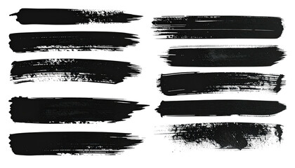 Multiple black brushstrokes with textural detail on a dark background