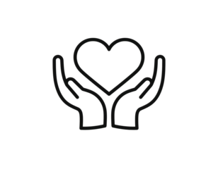 Heart in hand icon isolated background png