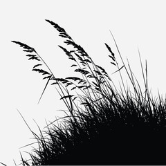 Ethereal Whispers A Silhouette of Grass Dancing in the Wind, Evoking Nature's Gentle Embrace