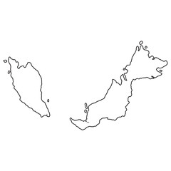 Malaysia outline map with Peninsular and Borneo regions separated clearly