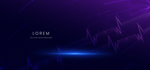 Particle futuristic heart rate hi tech on dark blue background. Icon medical concept.