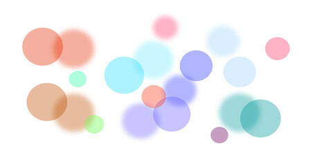 Soft Focus Abstract Bubbles in Modern Colors. Pastel Bokeh Lights on White Background. Soft Focus Abstract Background with Glowing Circles.