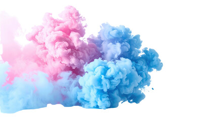 Obraz premium Pink and blue fluffy smoke wisps against black; abstract, vibrant, airy and ethereal, creating a dynamic contrast