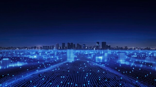 Digital Cityscape at Night