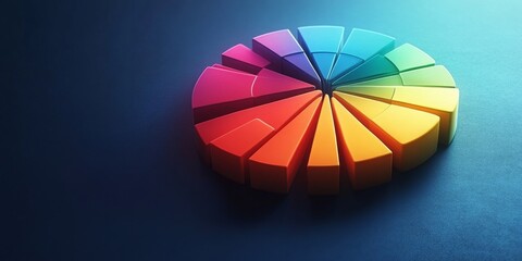 Obraz premium vibrant, colorful pie chart on a dark background, perfect for business presentations, financial reports, data visualization blogs, or educational content on statistics