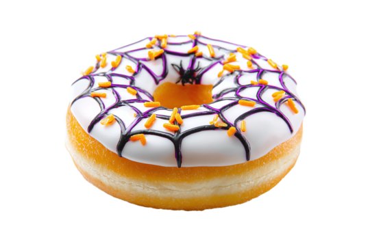 Halloween donut with spider web design