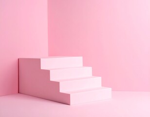 Pastel pink, minimalist steps and wall corner