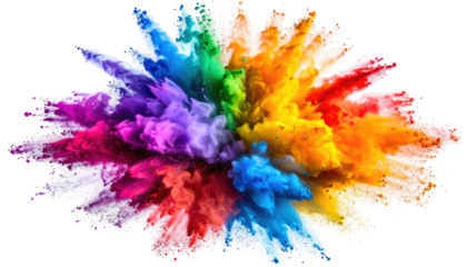 Vibrant explosion of colored powder against a stark black backdrop creates a stunning, dynamic visual effect