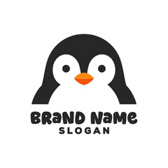 Cute penguin cartoon logo design