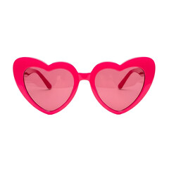 Vibrant pink heart shaped sunglasses with tinted lenses isolated on a solid black background perfect for fashion and fun