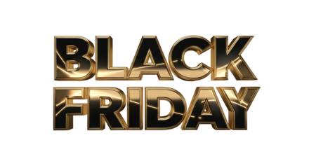 Luxurious and shiny golden 3d text spelling out black friday with a dark background perfect for promotional advertising and sales events