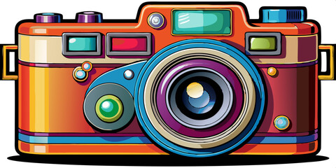 Fototapeta premium digital photo camera with colorful background