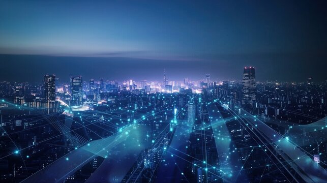 Digital Cityscape at Night