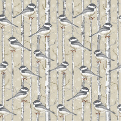 New Christmas design chickadee birds in the woods 2026