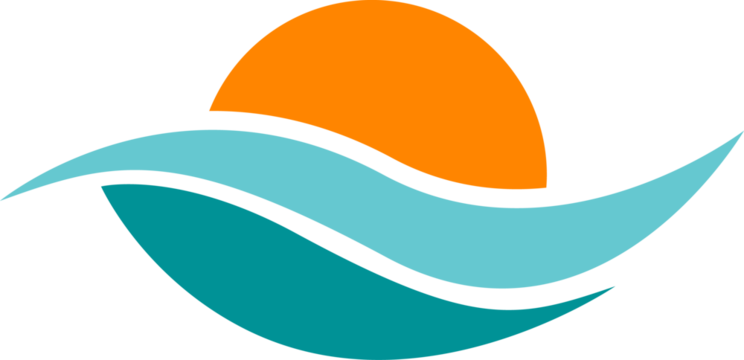 Abstract sun and wave logo design, modern graphic element, ocean symbol, vibrant color scheme