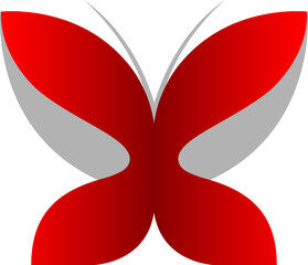 Abstract red and gray butterfly wing graphic design element