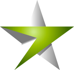 Abstract green and gray star shape, isolated on white background