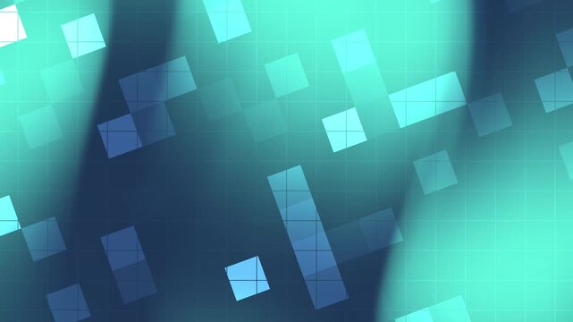 Bluegreen background with scattered geometric shapes and light patterns. Perfect for tech, abstract, modern design projects, website backgrounds.