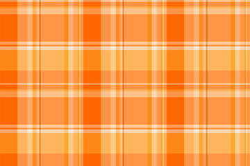 Industrial vector textile plaid, customized check pattern seamless. Printout background fabric tartan texture in orange and bright colors.