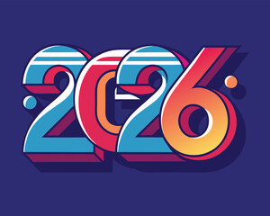 Fototapeta premium Colorful 2026 Typography Design