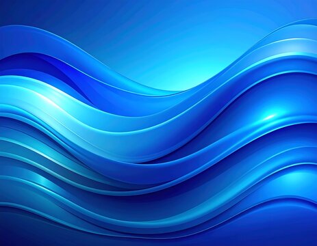 Abstract, flowing blue waves with light and shadow, digital art - Powered by Adobe