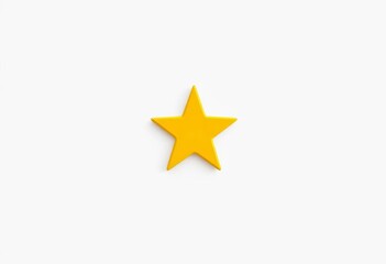 Obraz premium Simple, flat, five-pointed star icon, yellow on white background, symbol, background
