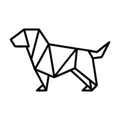Obraz premium Dog. Origami concept. Monochrome. Tangram. Line art illustration. Squares and triangles. Geometric. Golden Retriever