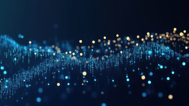 Abstract digital wave of data points