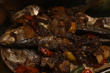 spicy salted fish on plate