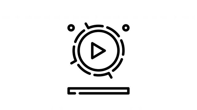 Line art icon of a play button design for digital projects. Suitable for web design, multimedia, music apps, and video platforms.
