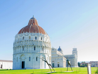 Piazza dei Miracoli with Baptistery and Leaning Tower of Pisa