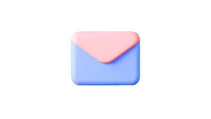 Blue Cartoon Mail Envelope 3D Rendering Isolated with Transparent Background for Message, Letter, Notification and Communication