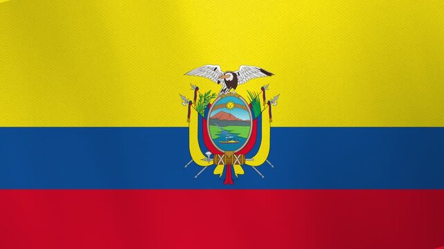 The national flag of Ecuador, featuring a tricolor design with the coat of arms. - Powered by Adobe