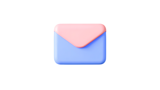 Blue Cartoon Mail Envelope 3D Rendering Isolated with Transparent Background for Message, Letter, Notification and Communication