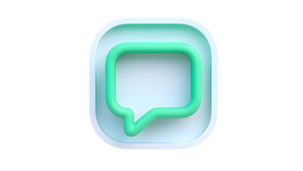 3D Bubble Message Icon Render: Chat Notification Symbol on Transparent Background for Modern Communication