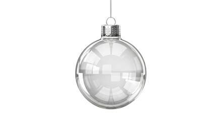 Realistic clear glass Christmas bauble ornament template for winter holiday design projects isolated PNG with Transparent Background