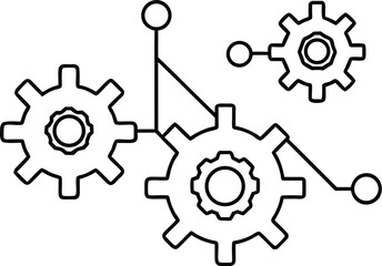 Adobe Illustrator Artwork  Abstract interconnected network of nodes and lines representing a complex digital system or data flow with blue highlighted nodes
