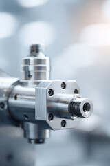 Precision engineered metal component, highlighting intricate design and manufacturing. Ideal for industrial, tech, or engineering themes.