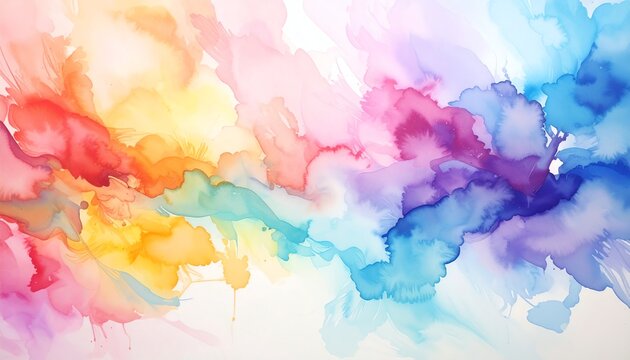 Colorful abstract watercolor paint splash blends vibrant pastel tones, creating a dreamy, artistic background ideal for creative projects and modern design inspiration.