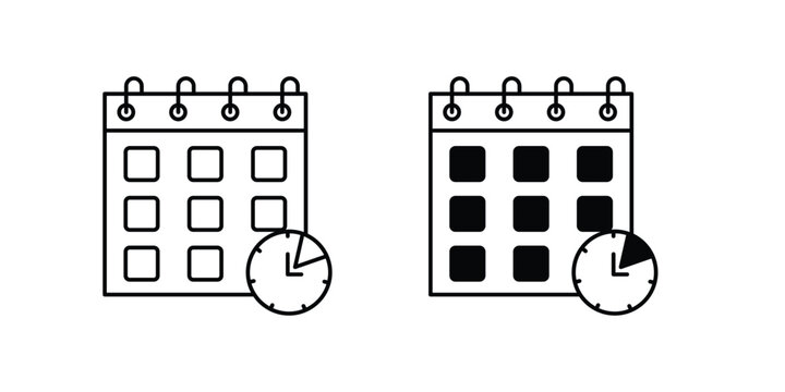 Time Allocation set icon with white background vector stock illustration