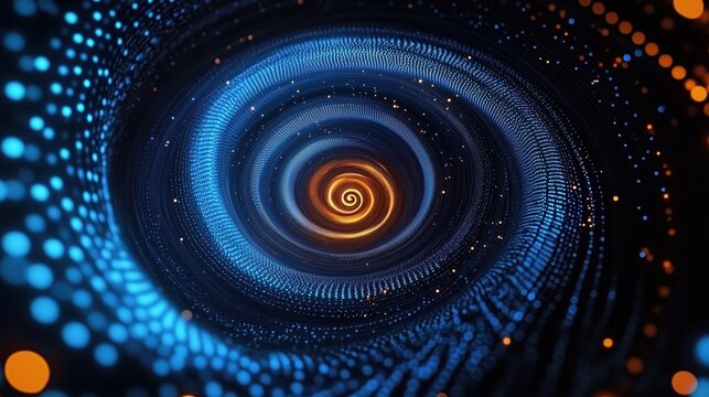 Abstract Spiral Vortex of Glowing Particles