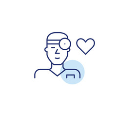 Ear nose throat doctor and heart. Medical excellence, trusted healthcare. Pixel perfect, editable stroke vector icon