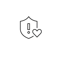 Shield and exclamation mark. Trusted protection, security alerts. Pixel perfect, editable stroke vector icon