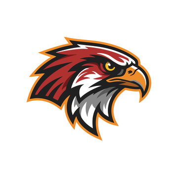 Red Hawk Head Mascot with Orange Outline A Powerful Symbol of Strength and Precision