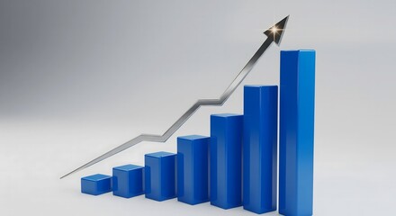 Fototapeta premium 3D Business Growth Chart with Upward Arrow – Symbol of Financial Success