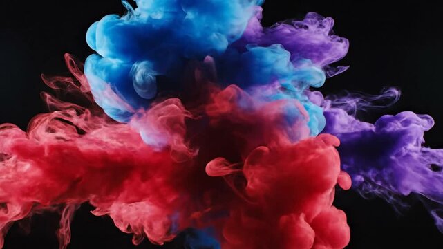 Abstract colorful smoke plumes against black backdrop vibrant vapor clouds for creative design advertising