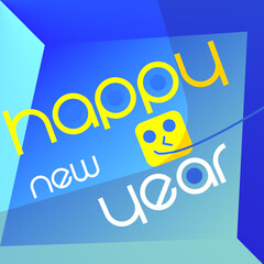 Happy New Year Text Design &ndash; Festive Greeting Card Graphic Background